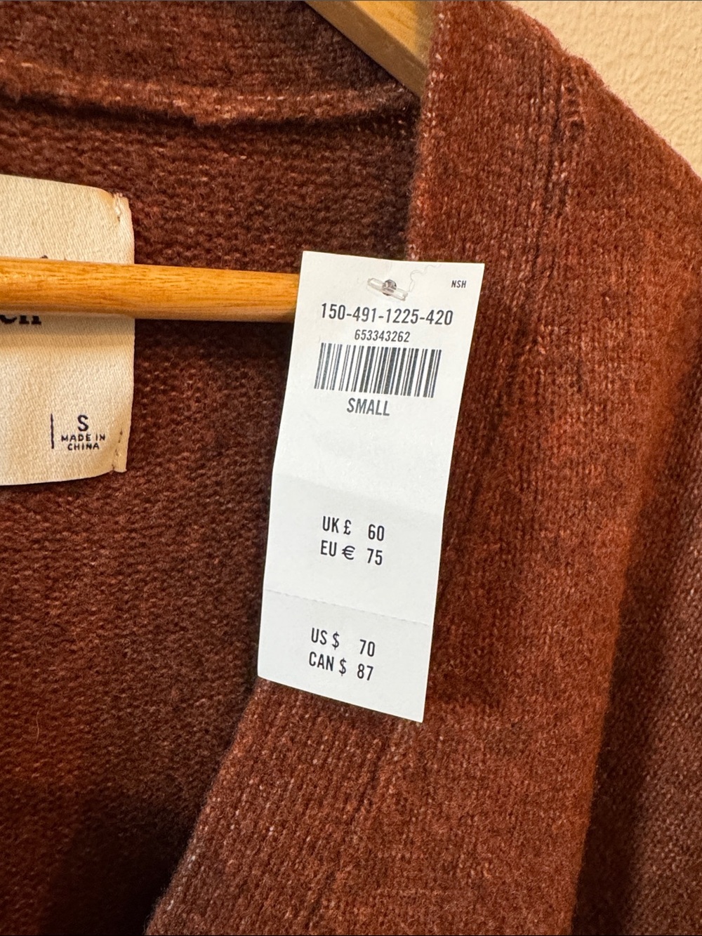 NWT Small Abercrombie & Fitch Women's Rust Cardigan with Front Pockets! - Picture 5 of 10